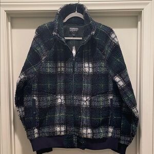 J. Crew Nordic Plaid Fleece Jacket Mens large